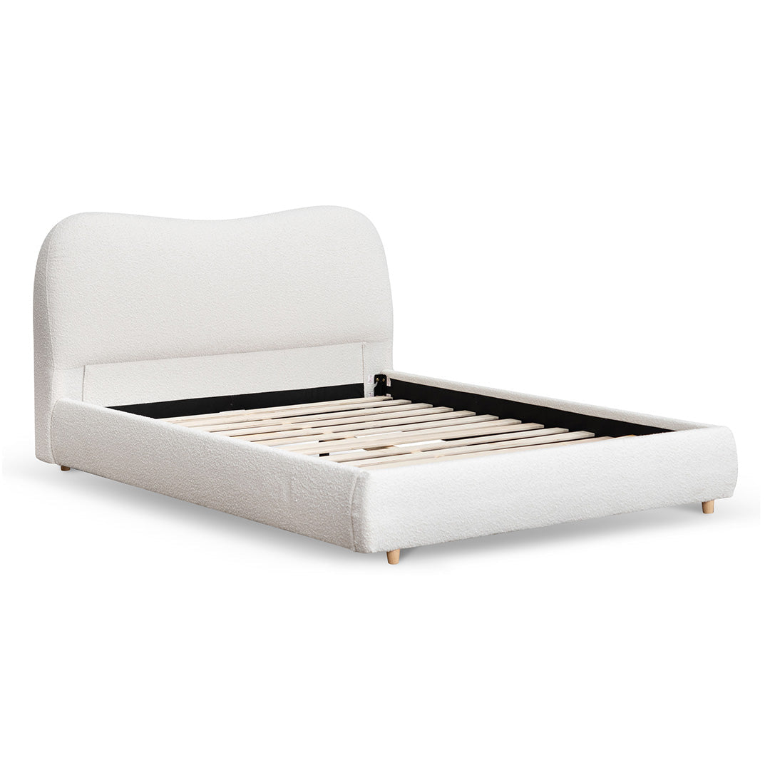CBD8147 YO QUEEN BED FRAME CREAM WHITE BOUCLE