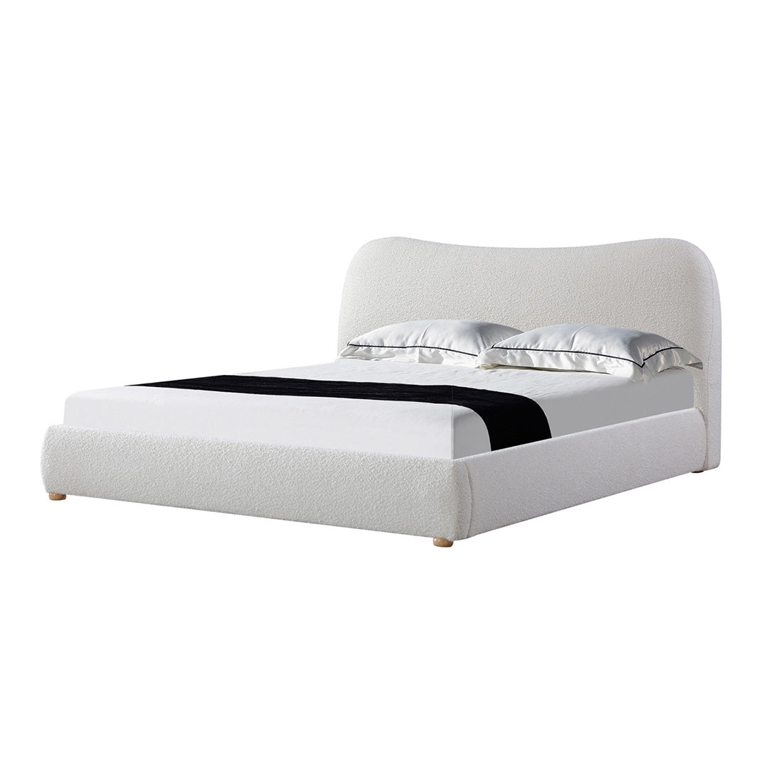 CBD8149 YO KING BED FRAME CREAM WHITE BOUCLE
