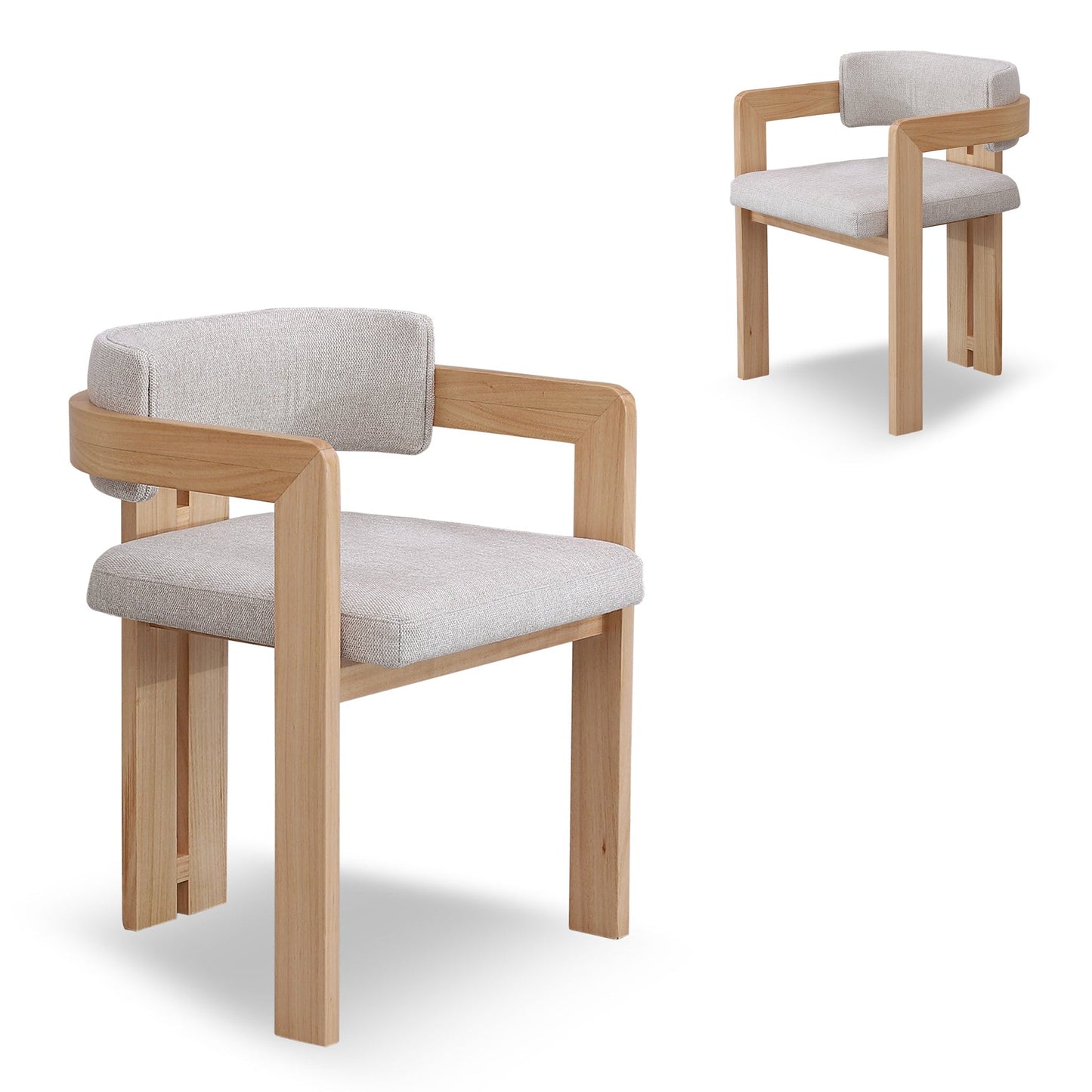 CDC8772 MA NATURAL ASH DINING CHAIR STONE BEIGE (SET OF 2)