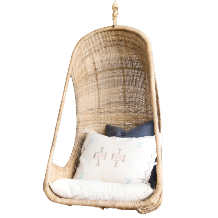 HANGING COCOON WOVEN CANE CHAIR