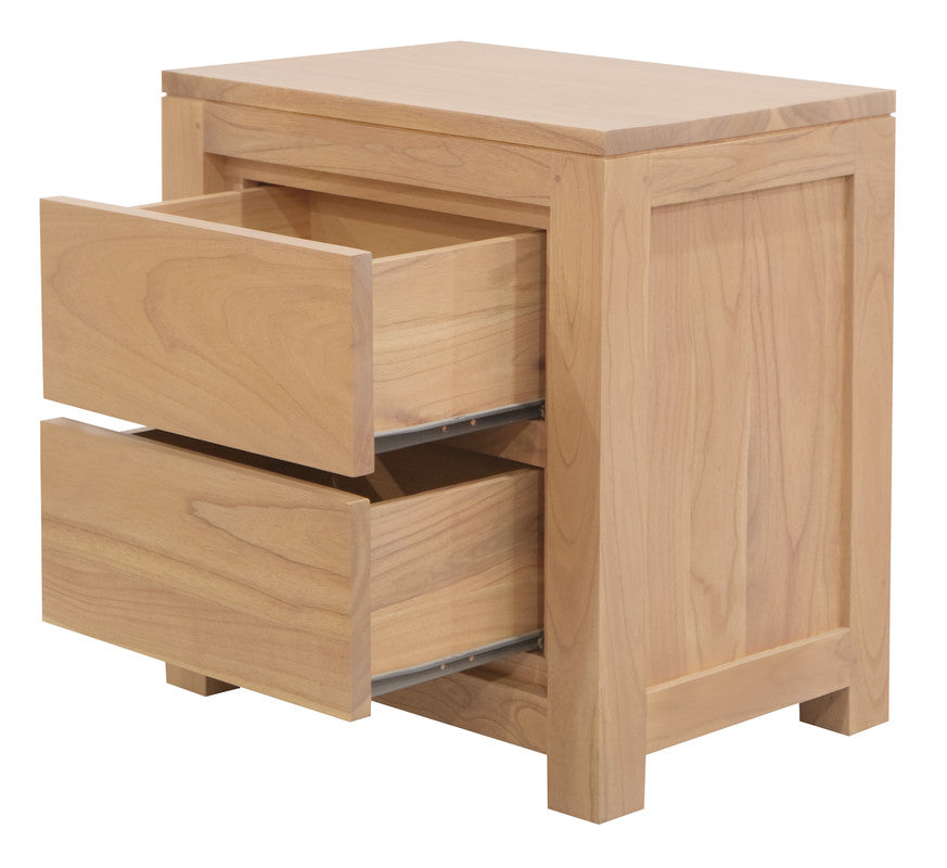 AMSTERDAM SOLID WHITE CEDAR 2 DRAWER BEDSIDE (NATURAL)