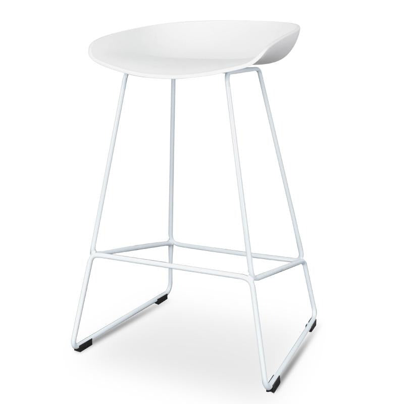 CBS2007 SD 65CM BAR STOOL WHITE SEAT WITH WHITE METAL FRAME