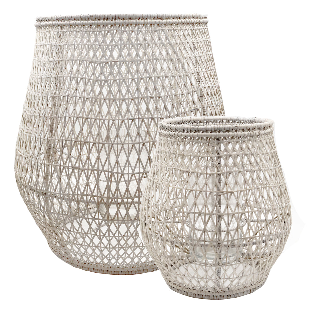 PAVILLION VALENTI LANTERNS SET/2 WHITE WASH