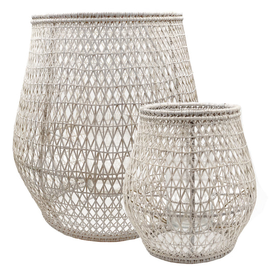 PAVILLION VALENTI LANTERNS SET/2 WHITE WASH