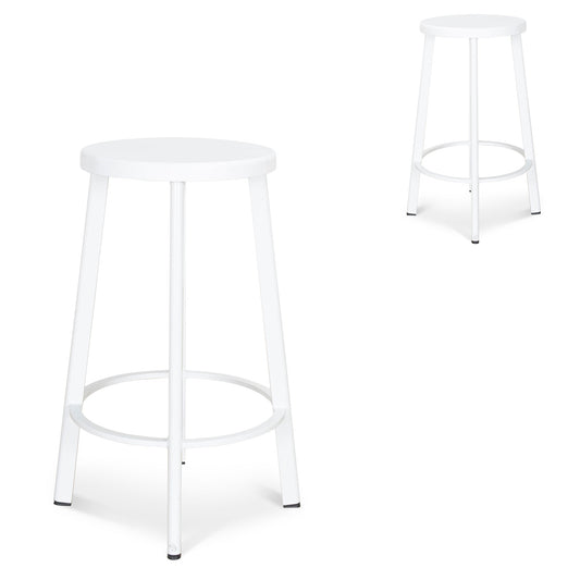 CBS8851 NHX2 65CM TIMBER SEAT BAR STOOL WHITE (SET OF 2)