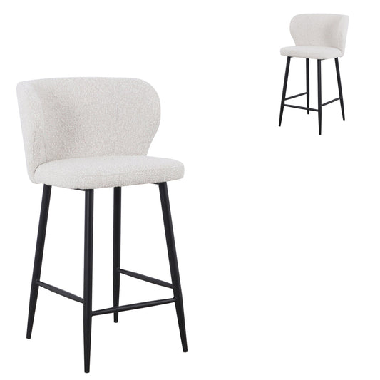 CBS8903 ST 65CM BAR STOOL PEARL GREY BOUCLE (SET OF 2)