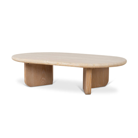 CCF10119 NI 1.2M OVAL TRAVERTINE COFFEE TABLE NATURAL