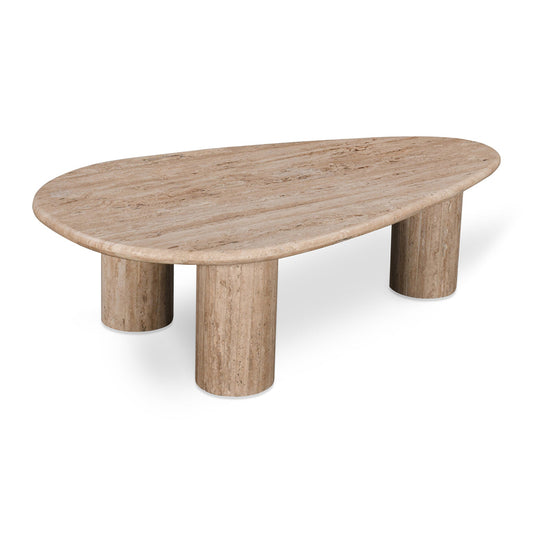 CCF8714 RB 1.2M TRAVERTINE TOP OVAL COFFEE TABLE WALNUT