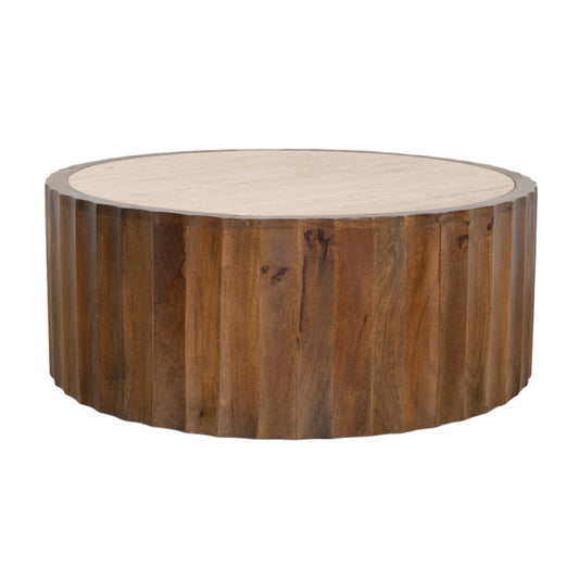 WALNUT TRAVERTINE COFFEE TABLE