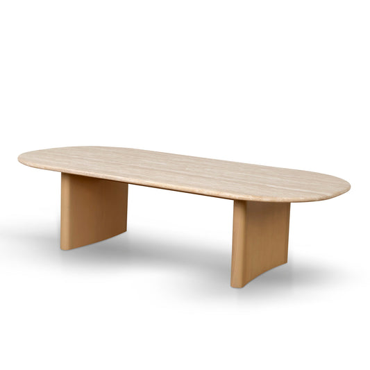 CCF8739 KK 1.5M TRAVERTINE TOP COFFEE TABLE CREME ASH