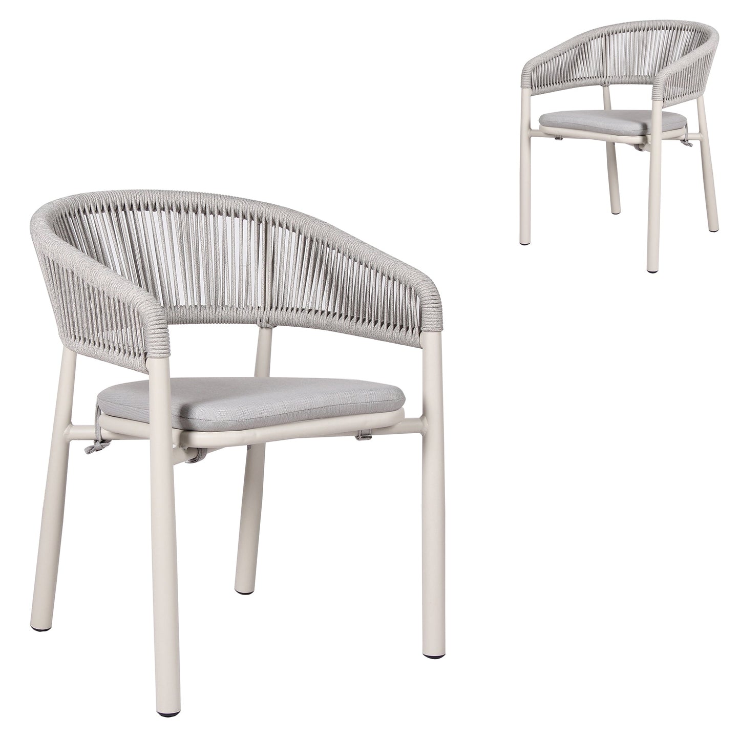 CDC10302 IDX2 SAND WHITE OUTDOOR DINING CHAIR LIGHT GREY (SET OF 2)