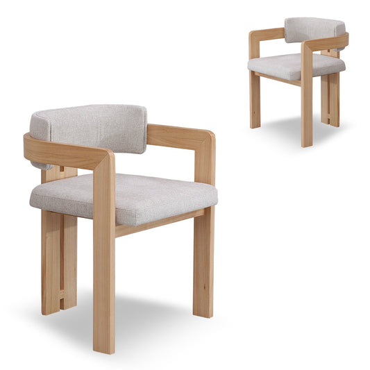 CDC8772 MA NATURAL ASH DINING CHAIR STONE BEIGE (SET OF 2)
