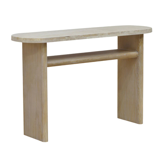 CDT8667 NI TRAVERTINE MARBLE 1.22M CONSOLE TABLE WHITE WASH