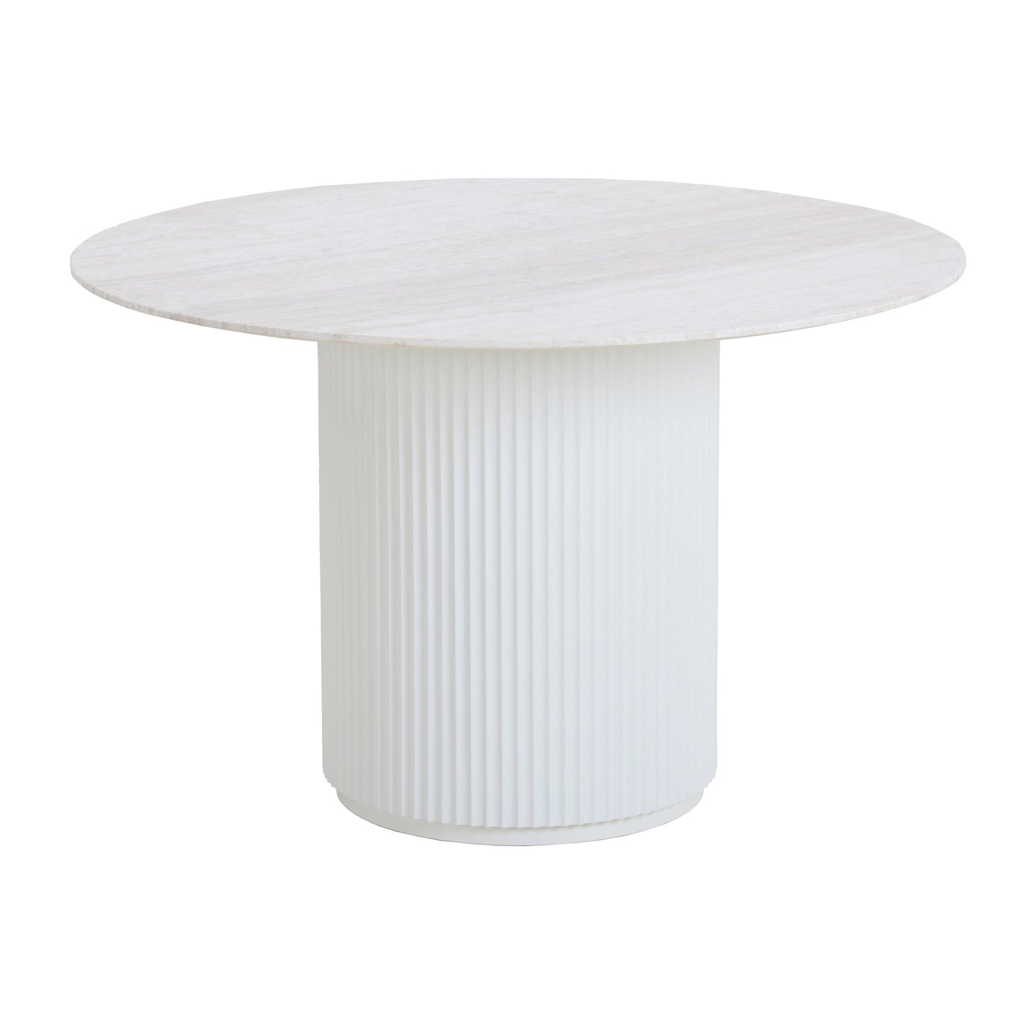 CDT8945 DW 1.2M ROUND TRAVERTINE DINING TABLE WHITE