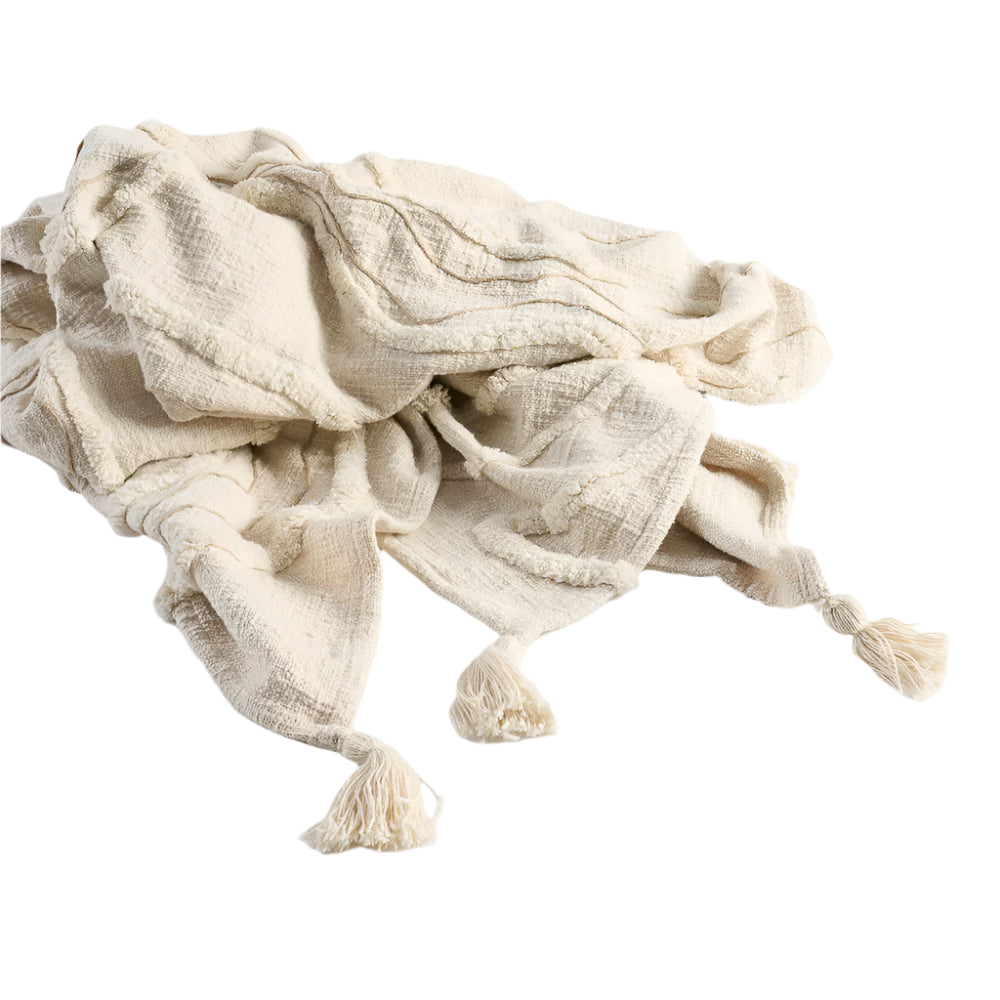 LAMOND LINEN THROW - IVORY/NATURAL