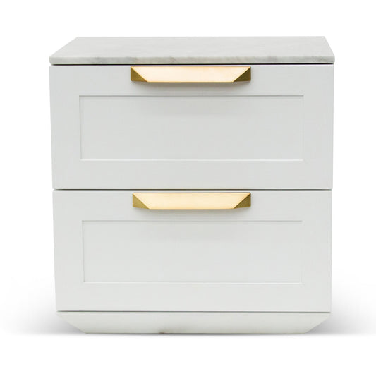CST8236 CN BEDSIDE TABLE WHITE WITH MARBLE TOP