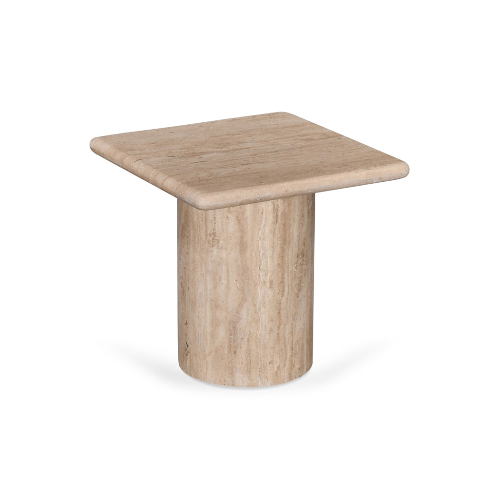 CST8713 RB 42CM TRAVERTINE TOP SIDE TABLE NATURAL