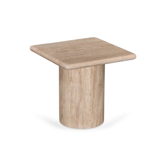 CST8713 RB 42CM TRAVERTINE TOP SIDE TABLE NATURAL