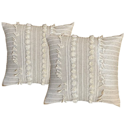 INDIRA NATURAL TWIN PACK COTTON EMBROIDERED CUSHION POLYESTER FILLED BY CLOUD LINEN