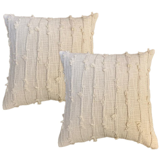 HENNA NATURAL TWIN PACK COTTON EMBROIDERED CUSHION POLYESTER FILLED BY CLOUD LINEN