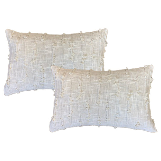 DERBY NATURAL TWIN PACK COTTON EMBROIDERED CUSHION POLYESTER FILLED BY CLOUD LINEN