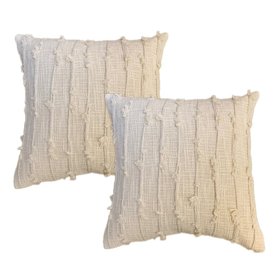 HENNA NATURAL TWIN PACK COTTON EMBROIDERED CUSHION FEATHER FILLED BY CLOUD LINEN