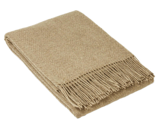 HAMPTON THROW - MERINO WOOL BLEND - CAMEL