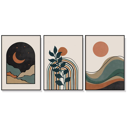 WALL ART 80CMX120CM ABSTRACT DARK GREEN 3 SETS BLACK FRAME CANVAS