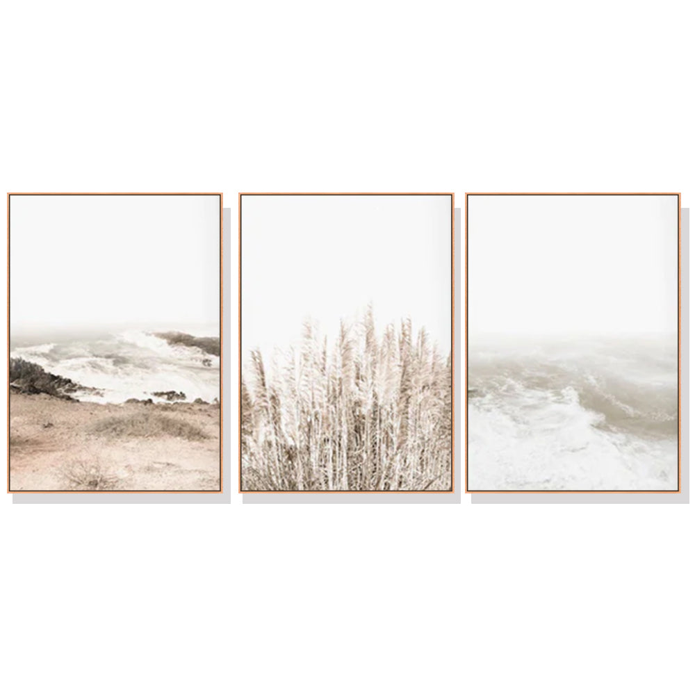 WALL ART 70CMX100CM COASTAL BEACH 3 SETS WOOD FRAME CANVAS