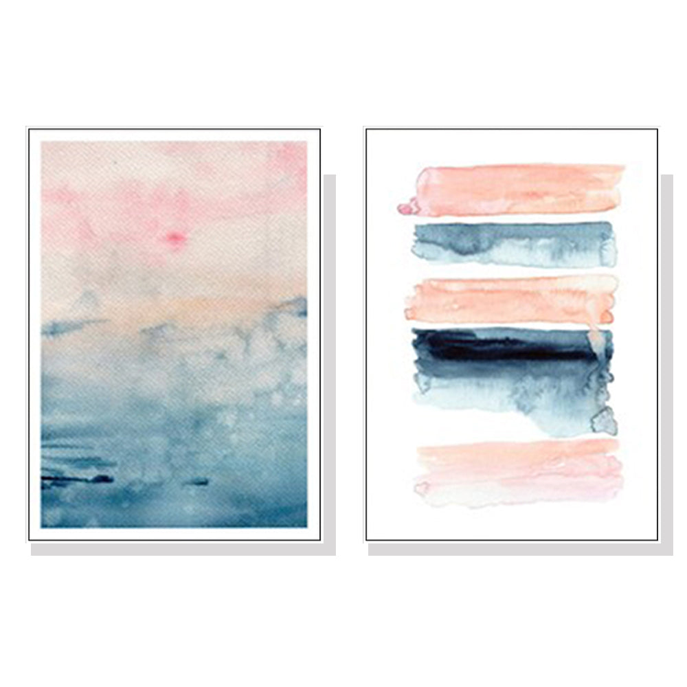 WALL ART 40CMX60CM ABSTRACT PINK 2 SETS WHITE FRAME CANVAS