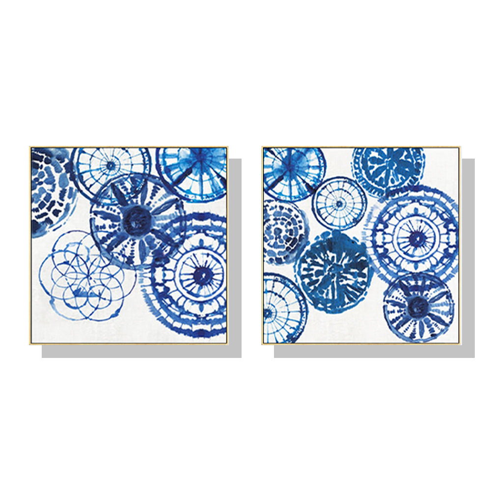 WALL ART 60CMX60CM BLUE DAY 2 SETS GOLD FRAME CANVAS