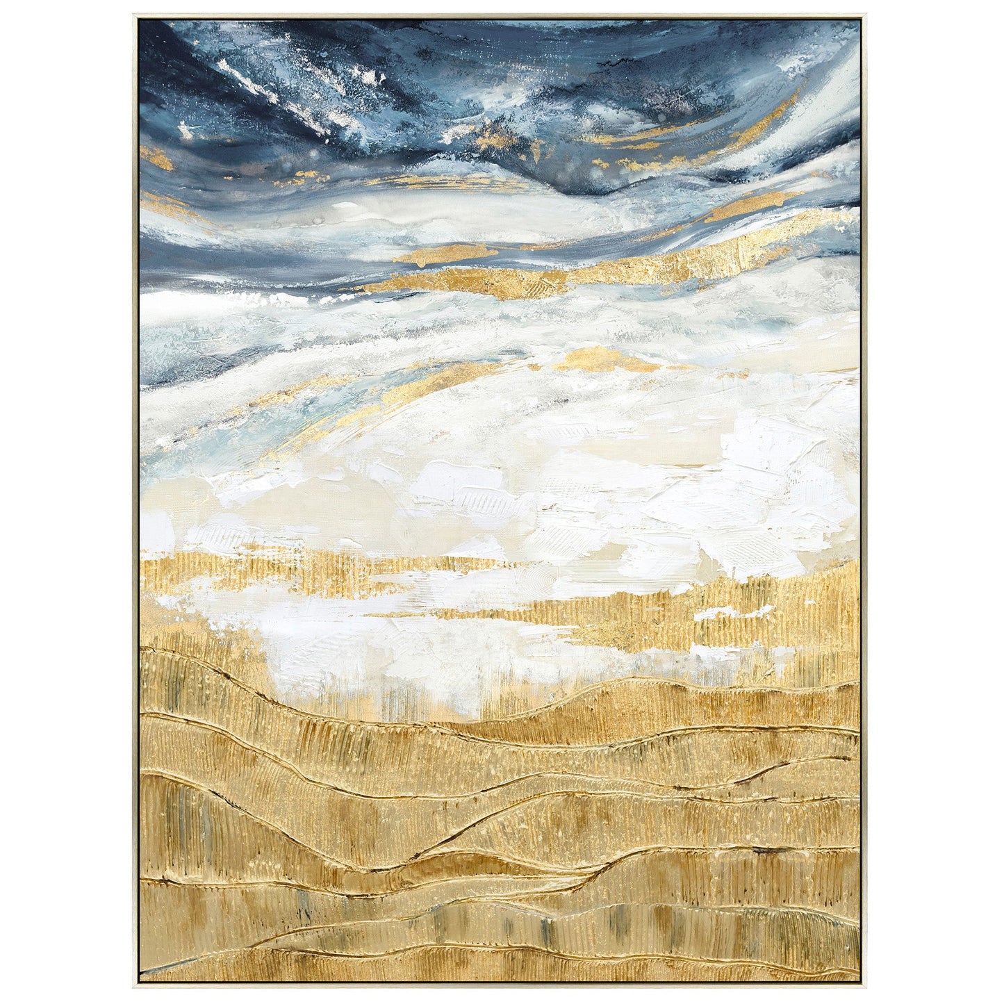 90X120CM GOLDEN HORIZON CHAMPAGNE FRAMED CANVAS WALL ART
