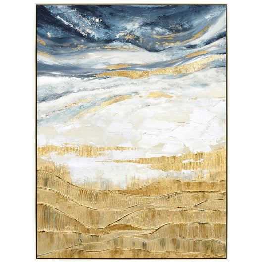 90X120CM GOLDEN HORIZON CHAMPAGNE FRAMED CANVAS WALL ART