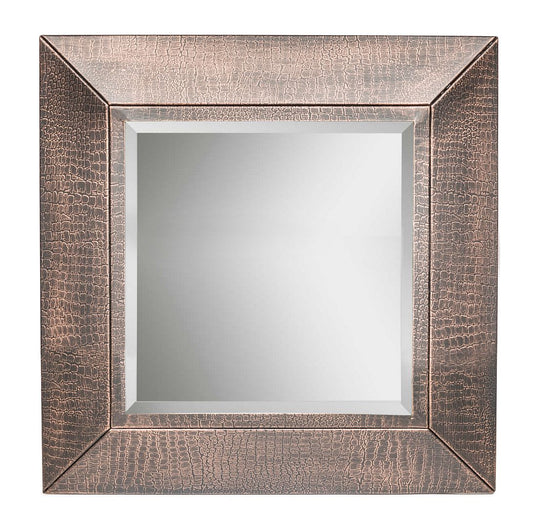 SQUARE WALL MIRROR WITH CROC PATTERN FRAME IN COPPER FINISH