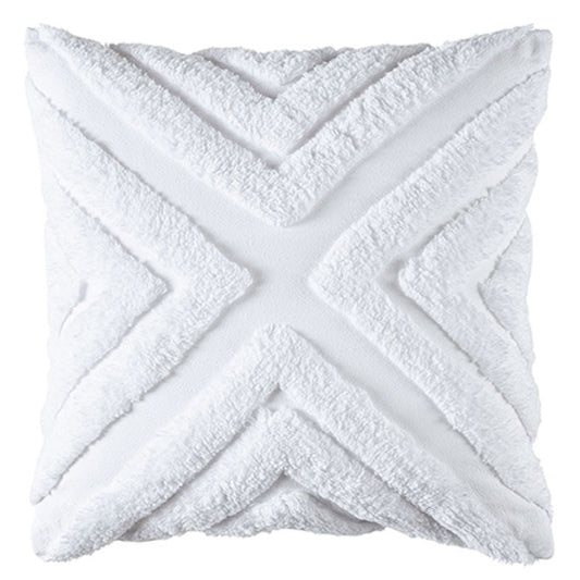 BIANCA HAVEN WHITE COTTON CHENILLE SQUARE CUSHION