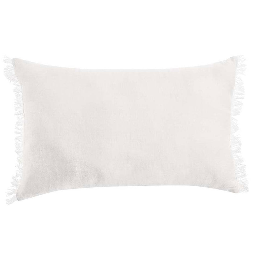 VINTAGE DESIGN HOMEWARES WHITE FRENCH LINEN FILLED CUSHION OBLONG - 35CM X 55CM