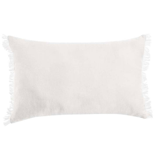 VINTAGE DESIGN HOMEWARES WHITE FRENCH LINEN FILLED CUSHION OBLONG - 35CM X 55CM