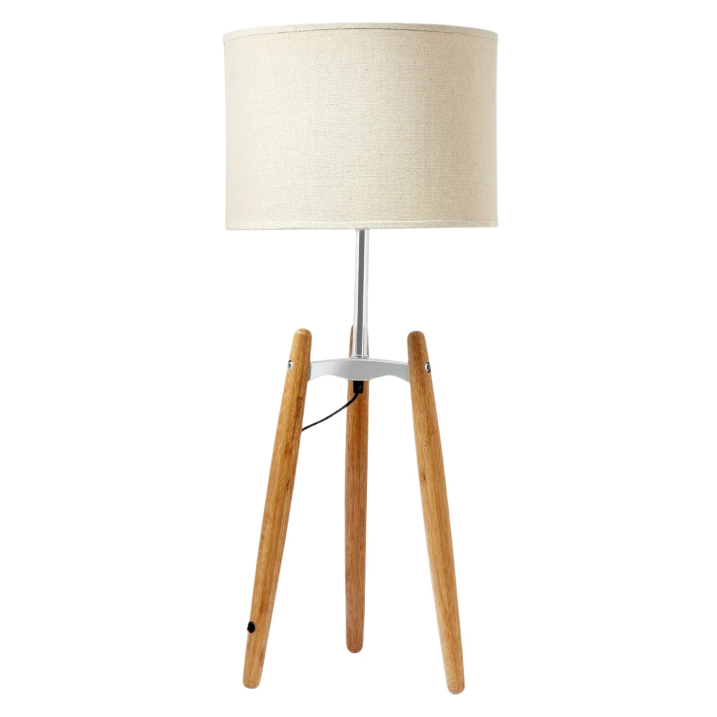 73CM BAMBOO TRIPOD TABLE LAMP LIGHT MODERN VINTAGE W BEIGE LINEN SHADE