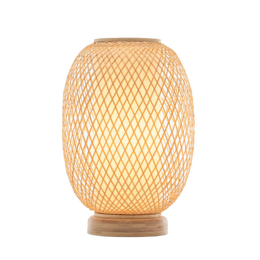 Natural Woven Bamboo Oval Table Lamp Light Shade Boho Tropical Coastal