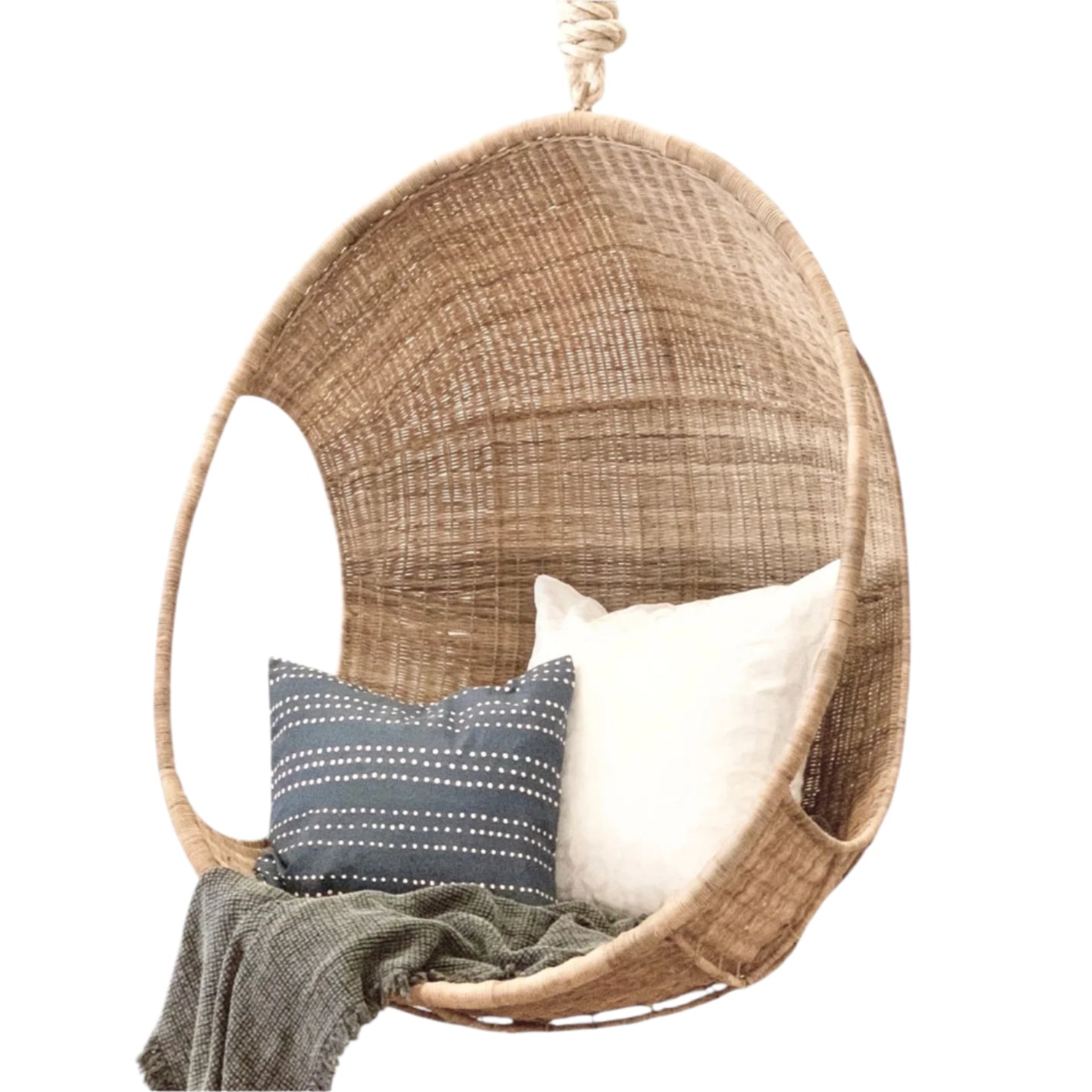 HANGING POD WOVEN CANE CHAIR